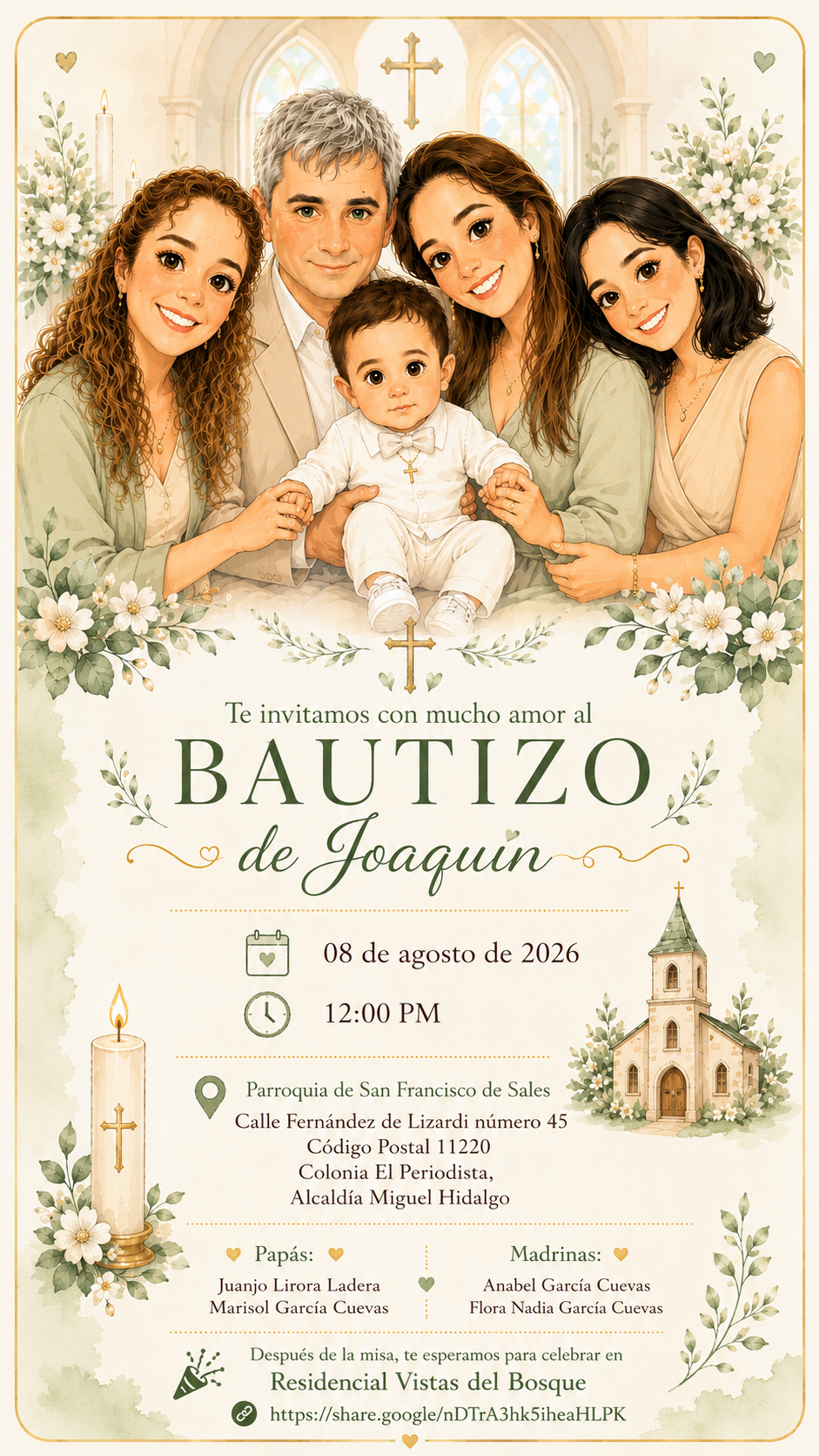 Invitación al bautizo de Joaquín